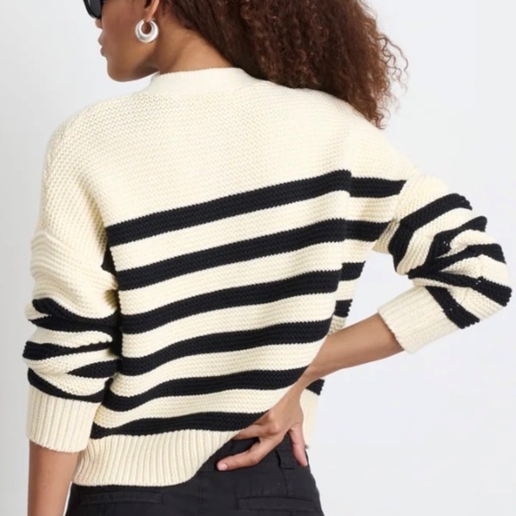 NWT! Alex Mill Nico Striped Cardigan in Cotton - Ivory/Black - Size M - Picture 3 of 9